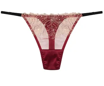 

Bogeda G-string V-string Women Lingerie Natural Silk Underwear Sexy Wine Red White Thongs Panties Free Shipping