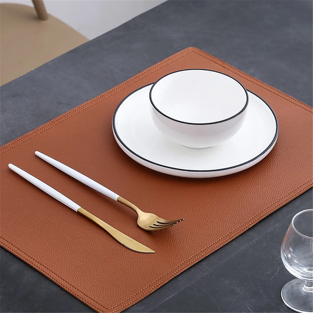 Chic Elegant Placemat PU Leather Pad Dining Table Mat Waterproof Heat Insulation Non Slip INS Place