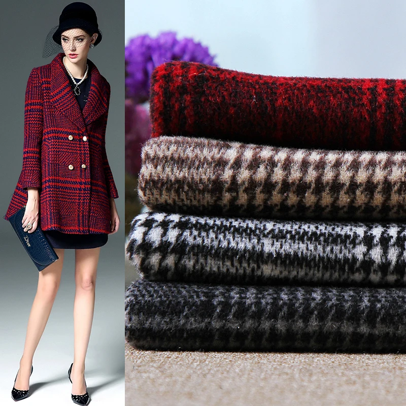 

1 Meter Winter 10% Wool 90% Polyester Woolen Fashion Fabric Warm for DIY Tailor Coat Clothing Cloth England Style