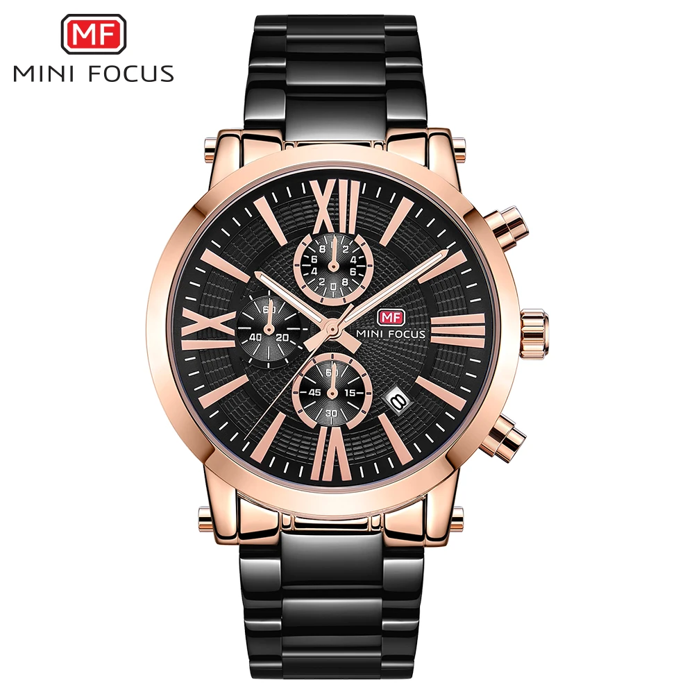 

MINIFOCUS Quartz Wristwatch Waterproof Mens Watches Luxury Sport Military Watch Men Clock Stainless Rose Gold relogio masculino