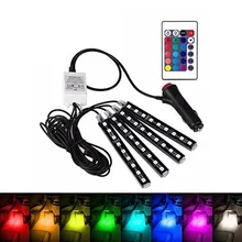 7 цветов светодиодный rgb автомобиля Подсветка салона комплект Тюнинг автомобилей Декоративные Атмосферу Света ноги лампа Беспроводной Дистанционное управление