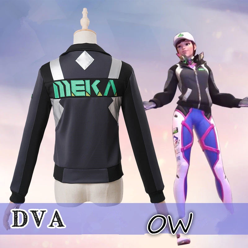 Для игры OW DVA Косплей D. va звезды блеск косплей костюм пальто куртки d. va спортивная толстовка черные костюмы и шляпа зимние толстовки