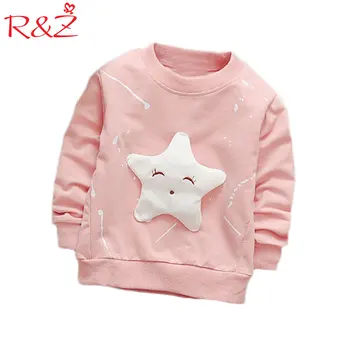 

R&Z T-shirt 2018 spring and autumn girls cartoon long-sleeved round neck cotton cartoon shirt children's fashion trend shirt