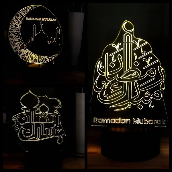 3D Рамадан Мубарак Индии Ислам церкви Роман Dec атмосферу светодиодный акрил RGB настольный ночник лучший подарок для друзей верующих