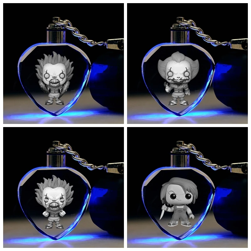 

IVYYE Stephen King It Heart Shape Anime LED Key Chains Figure Keyring Crystal Toy Keychain Light Keyholder Unisex Gifts NEW