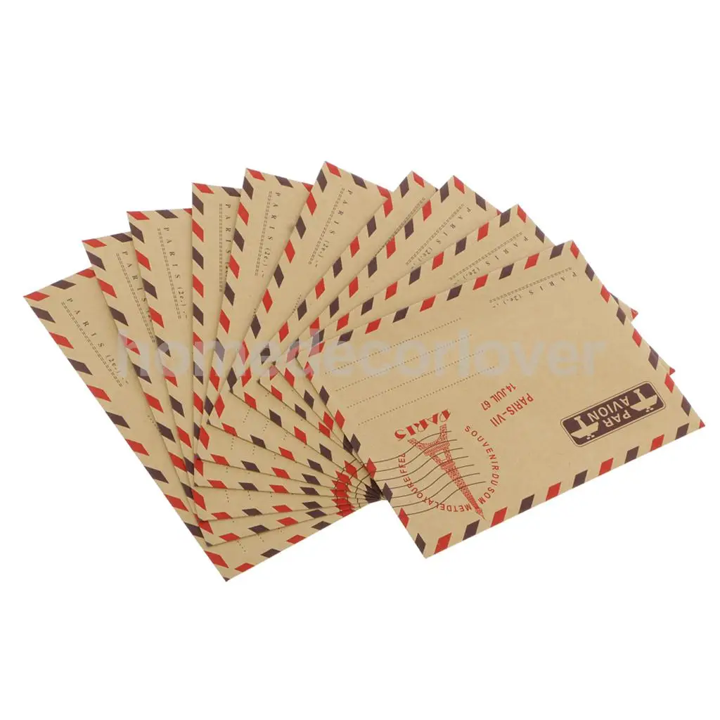 40pcs Vintage Style Airmail Kraft Paper Envelopes 4 Different Styles- Random | Дом и сад