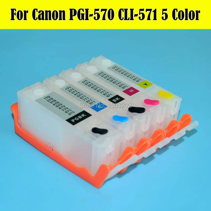 

5 Color/Set 570 571 Ink Cartridge With ARC Chip PGI-570 CLI-571 For Canon Ciss Cartridge