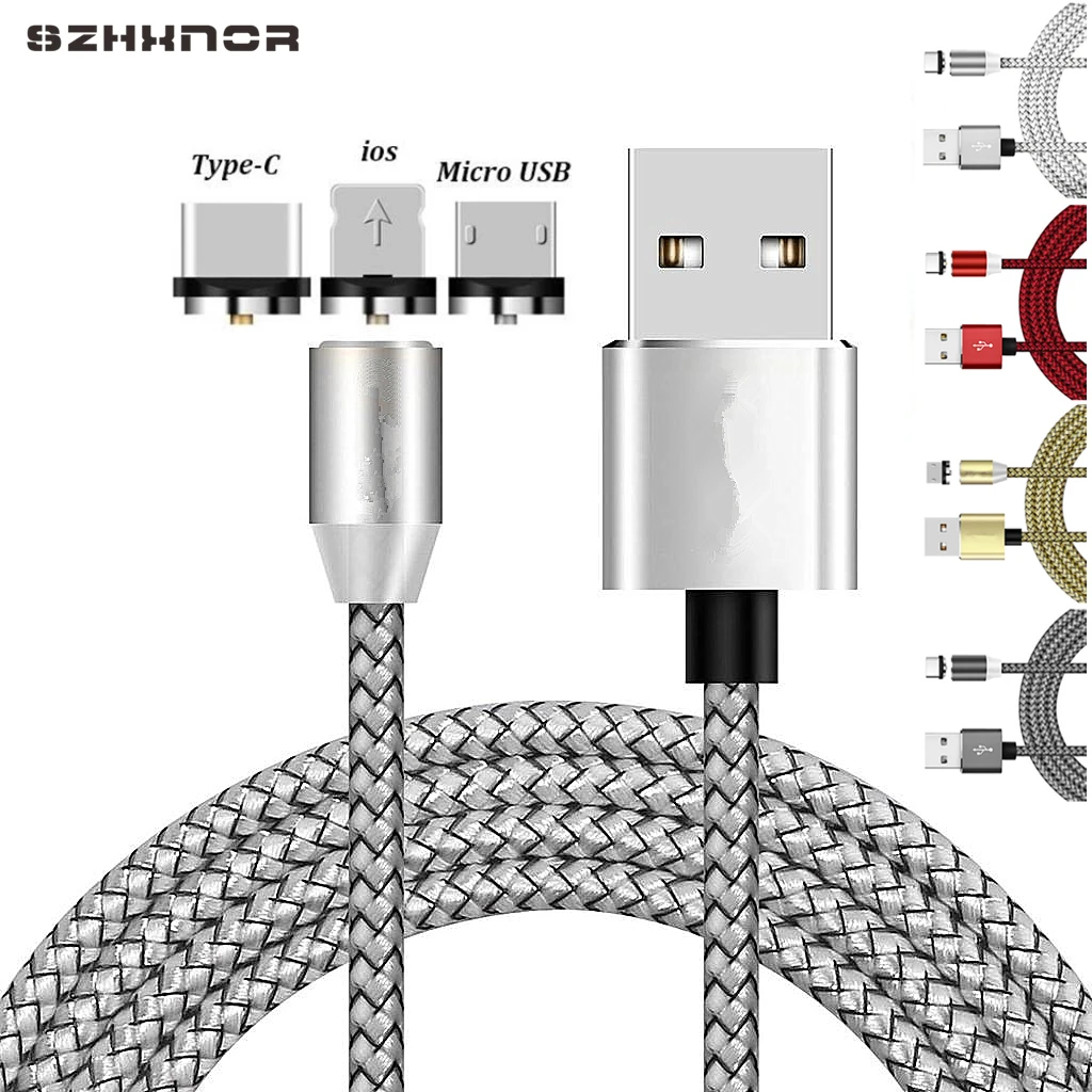 

LED Magnetic USB Cable For iPhone Xs Max XR X 7 8 Micro Type C Charger Fast Charging Magnet Charge USB-C Type-C for honor 10 9 8