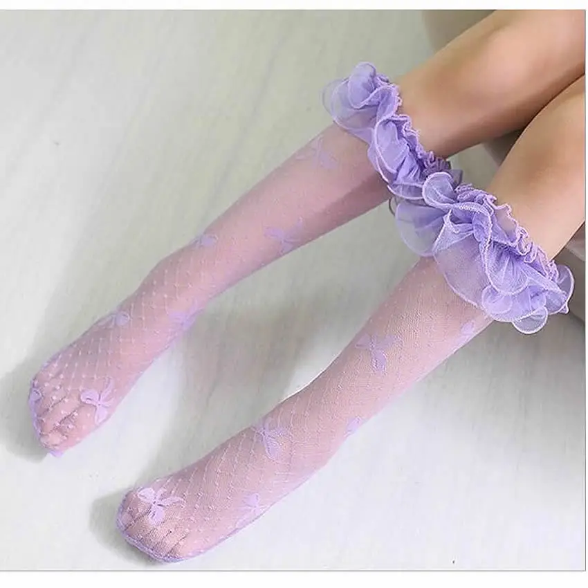 

20169 summer Knee High Long Sock For Toddler Girl Ballet socks Accessories Dance girl Lace socks Cute Children Baby Kid Sock