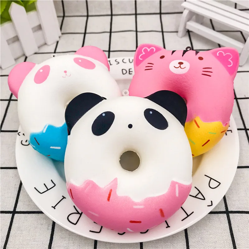 10Pcs/lot Cute Panda Donut Cartoon Squishy Slow Rising Jubom 10CM Soft Squeeze Kawaii Phone Strap Cake Charms Kid Gift Toy | Мобильные