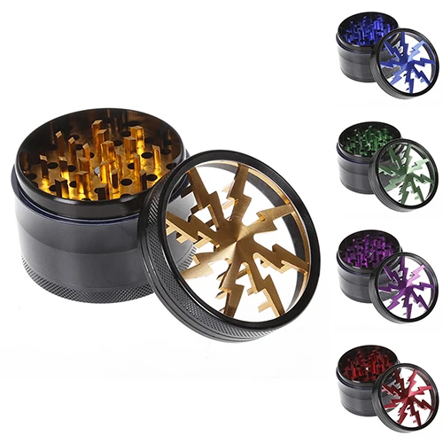 

63mm 4 layer Metal Herb Mill Crusher Tobacco Lightning Teeth Smoke Grinder