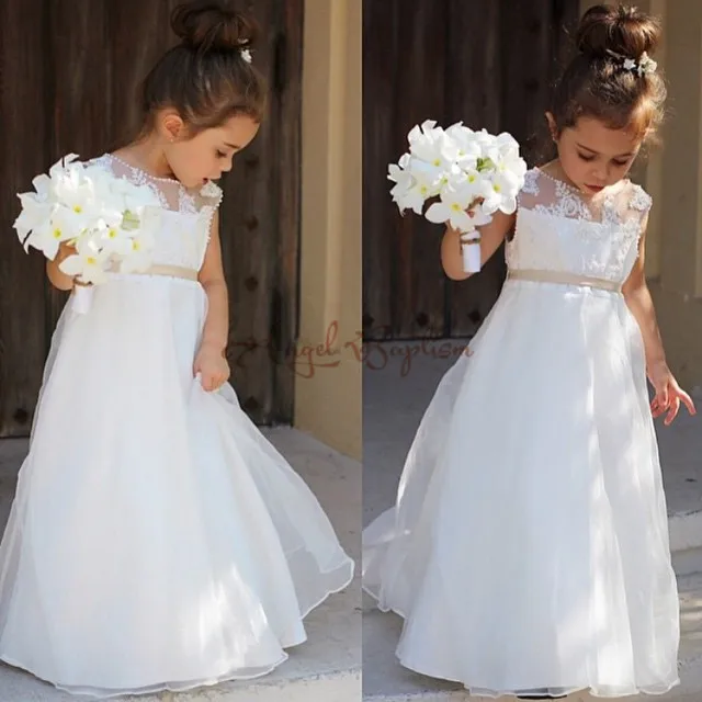 

Elegant A-Line Pearls and Lace First Communion Dresses for Girls Vestidos de Comunion Casamento Flower Girl Dresses for Wedding