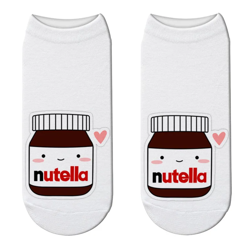 Новинка, короткие носки Nutella с 3D принтом, забавные женские модные носки с героями мультфильмов, Kawaii Nutella, короткие носки по щиколотку, Прямая поставка - Цвет: 1