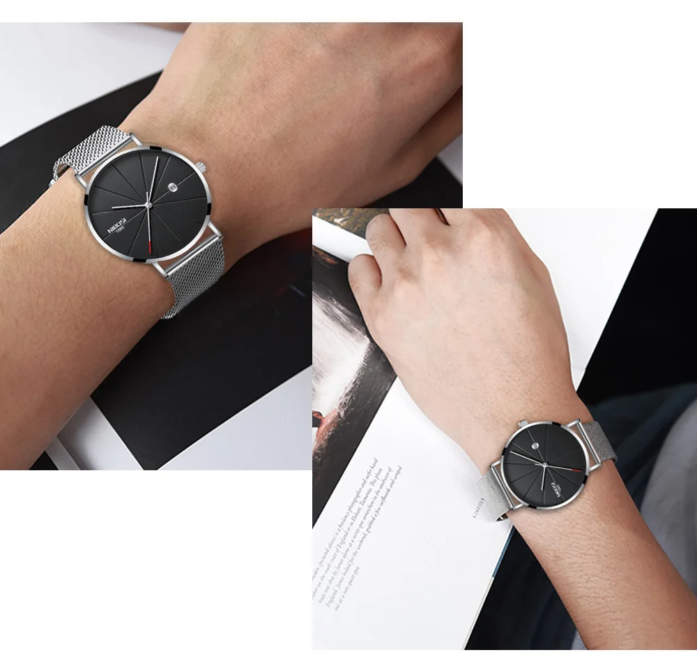 NIBOSI watch men black quartz wristwatches stainless steel mesh brand  watches men ultra thin quartz relogio masculino dourado (16)