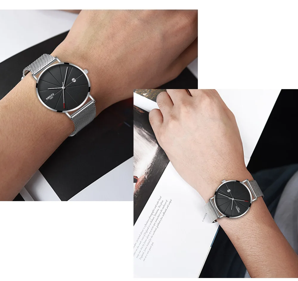 NIBOSI watch men black quartz wristwatches stainless steel mesh brand watches men ultra thin quartz relogio masculino dourado (16)