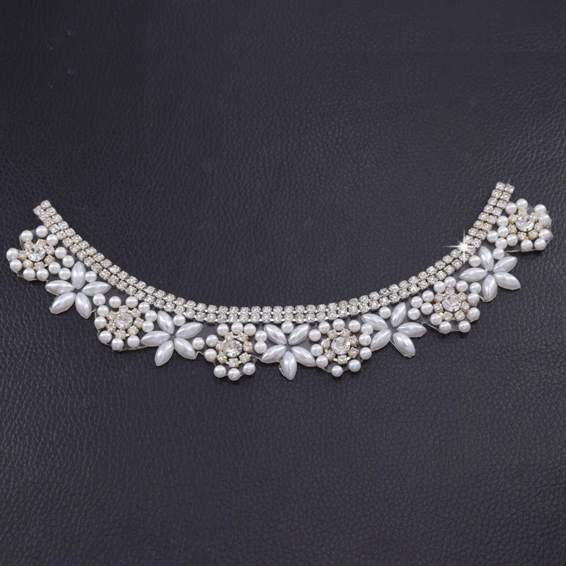 Rhinestone with pearl iron on necklines (3)