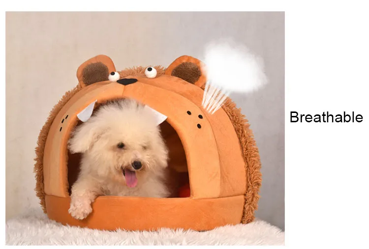 Lion Shape Cat Bed Pet House Soft Long Plush Cat Mat Dog Bed for Small Dogs Cats Nest Winter Warm Sleeping Bed Puppy Mat