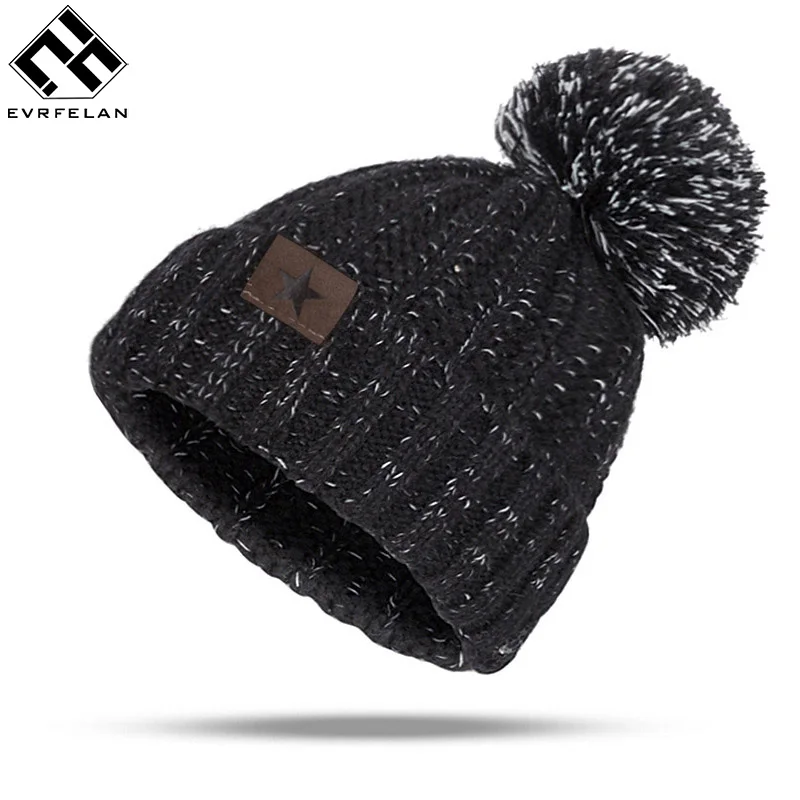 

High Quality Solid Beanies Cap Women Pompoms Autumn Winter Hat Men Knitted Warm Skullies Beanies Caps Dropshipping Hat