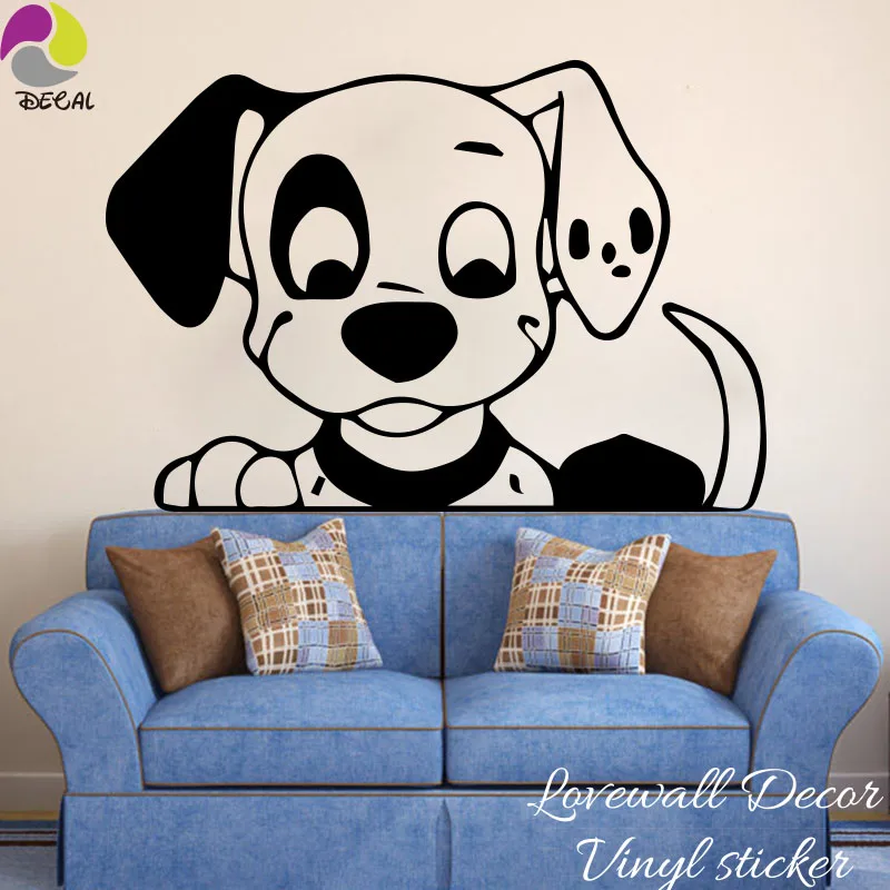 Cartoon Spotty Dog Puppy Wall Sticker Bedroom Sofa Cute Lovely Pet Animal Wall Decal Kids Room Children Room Cut Vinyl Mural