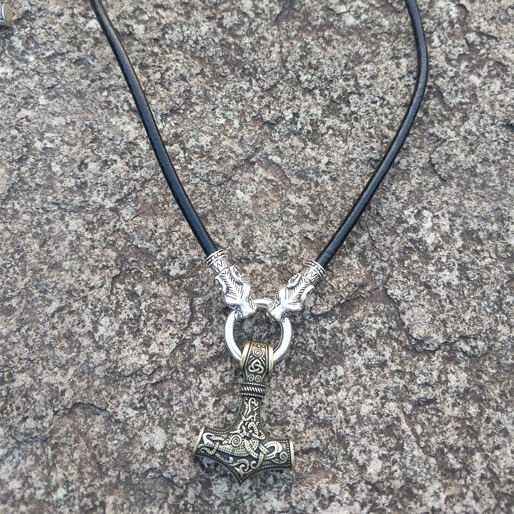 LANGHONG скандинавский Викинг Тора ожерелье молоток викинга Тора с головой волка ожерелье ювелирные изделия талисман