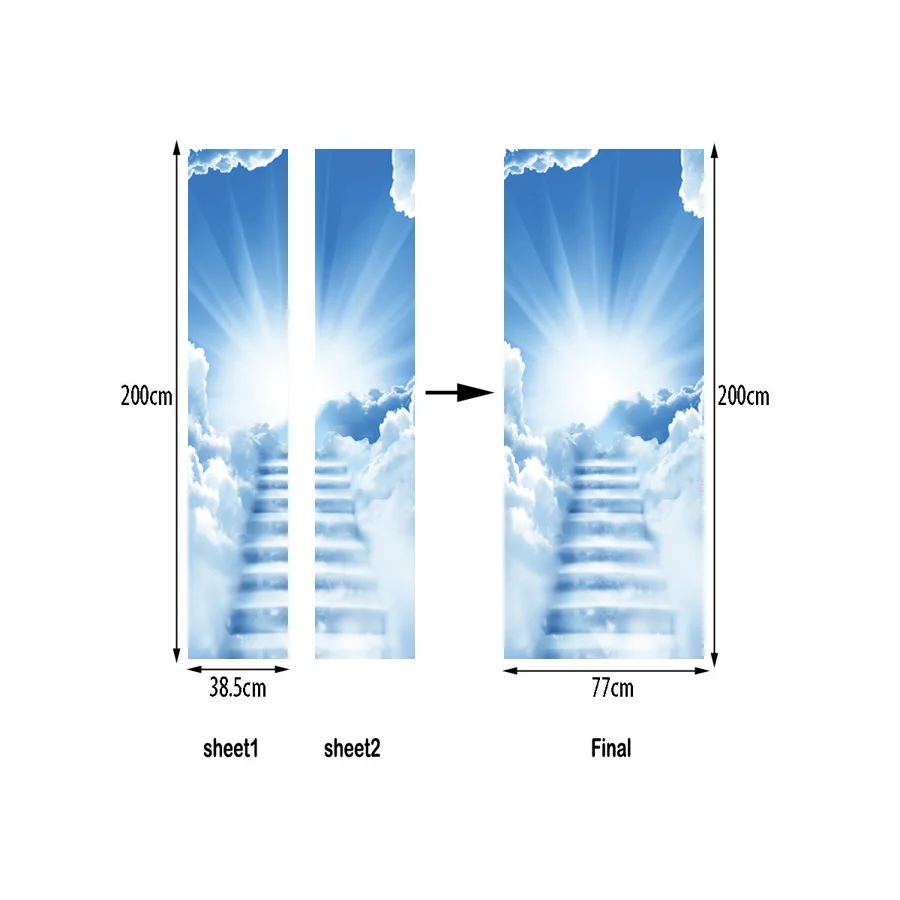 Солнечный свет красивые облачные лестницы HD принт; ПВХ DIY дверь холодильника крышка стикер для холодильника настенная самоклеящаяся настенная дверь стикер s