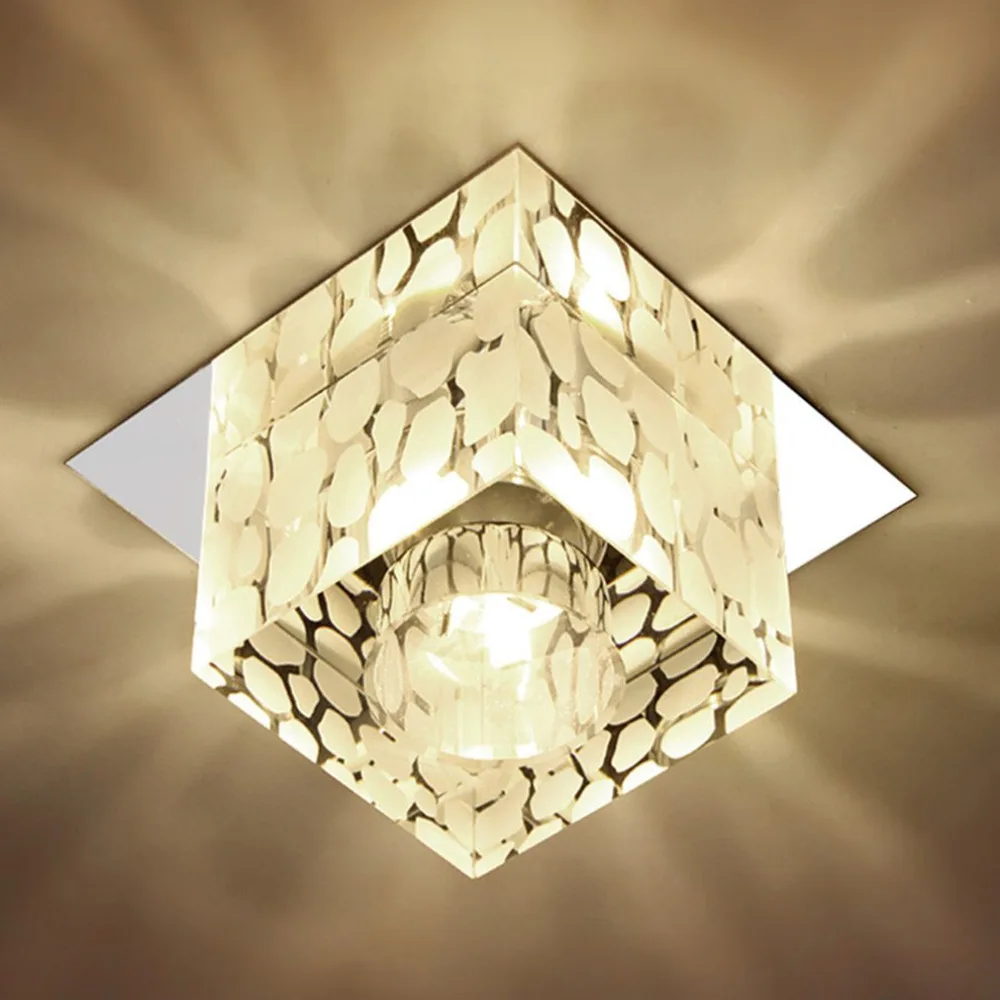 

Crystal Lamp Square Aisle Lights Corridor Lamps Small Porch Lights Simple Water Cube Creative Led Ceiling Lighting