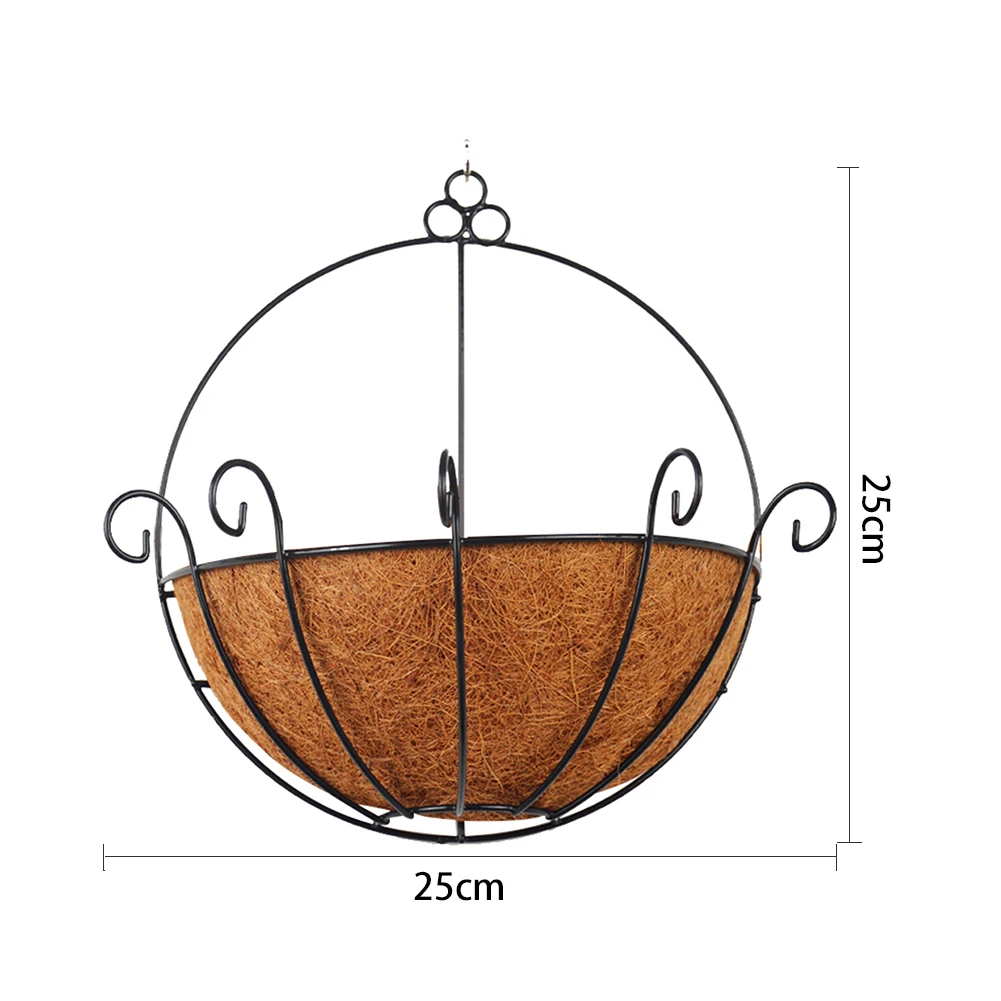 Цветочные горшки четверть Подвесные Корзины Вкладыши железа искусство кокосовой пальмы балкон сад металлические настенные корзины плантатор