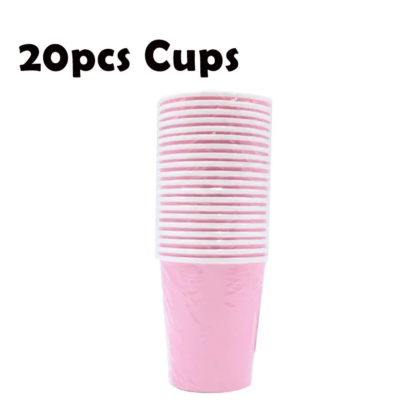 65pcs Birthday Wedding Decorations Pink Disposable Tableware Cups Plates Paper Straws Party Supplies Baby Shower Favors