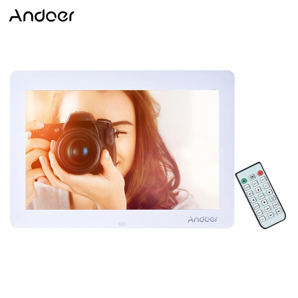 Andoer 1" HD электронная цифровая фоторамка 1280*800 фоторамка с пультом дистанционного управления, включая светодиодный Календарь с часами MP3 MP4