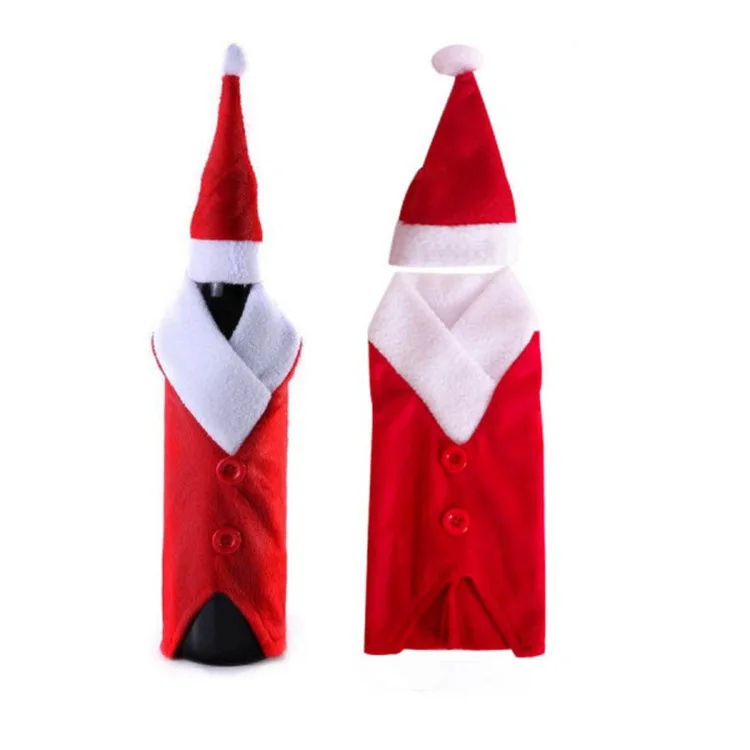 400 шт. Веселая Chirstmas украшения бутылки вина подарочный Обёрточная бумага партия декор Красный Санта-Клаус платье Симпатичные Hat