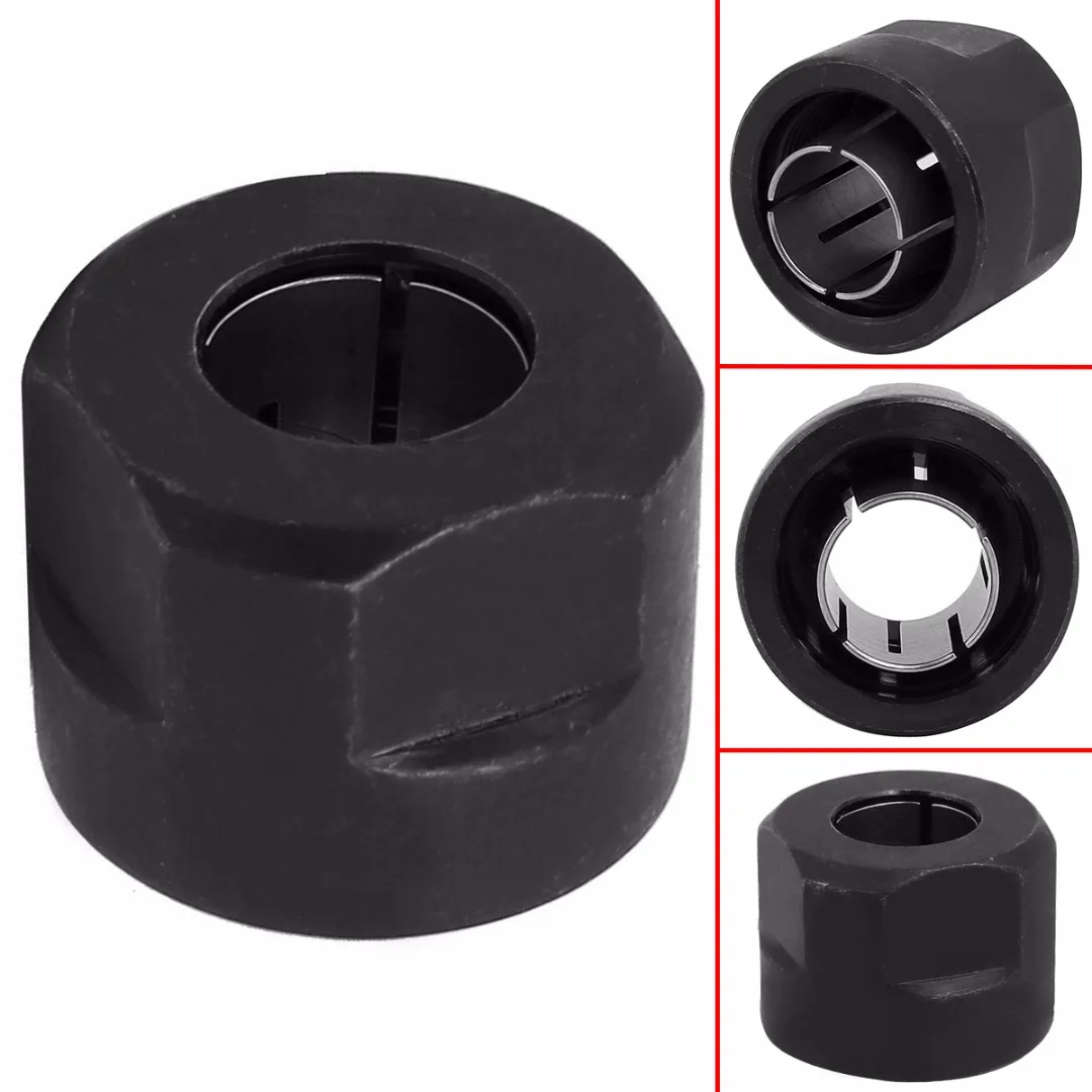 1pc Black Metal Collet Nut Plunge Router Parts 12.7mm Center Hole Diameter 22.5x27mm For Makita 3612