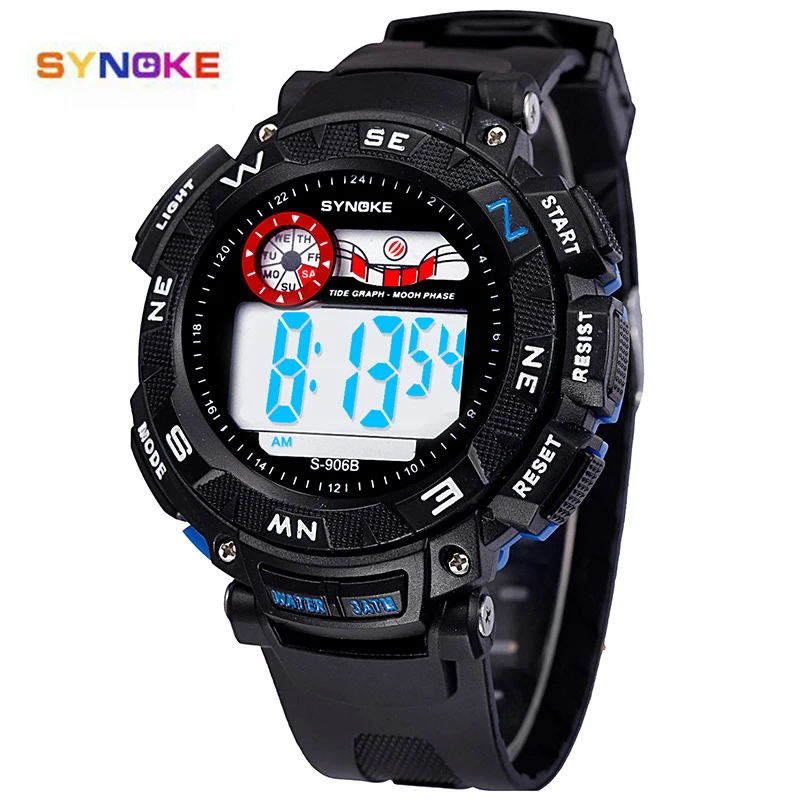 

SYNOKE Sport Digital LED Quartz Watches Men Alarm Date Sports Wristwatch Blue Luminous display Waterproof Men Clock
