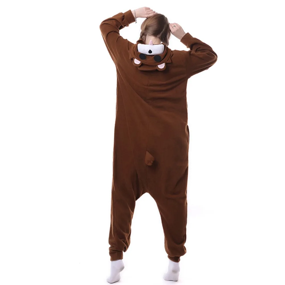 Из Полар-флиса унисекс для взрослых Backkom Пижама Kigurumi карнавальный костюм животного для костюмированного представления bearjumpsuit, одежда для сна