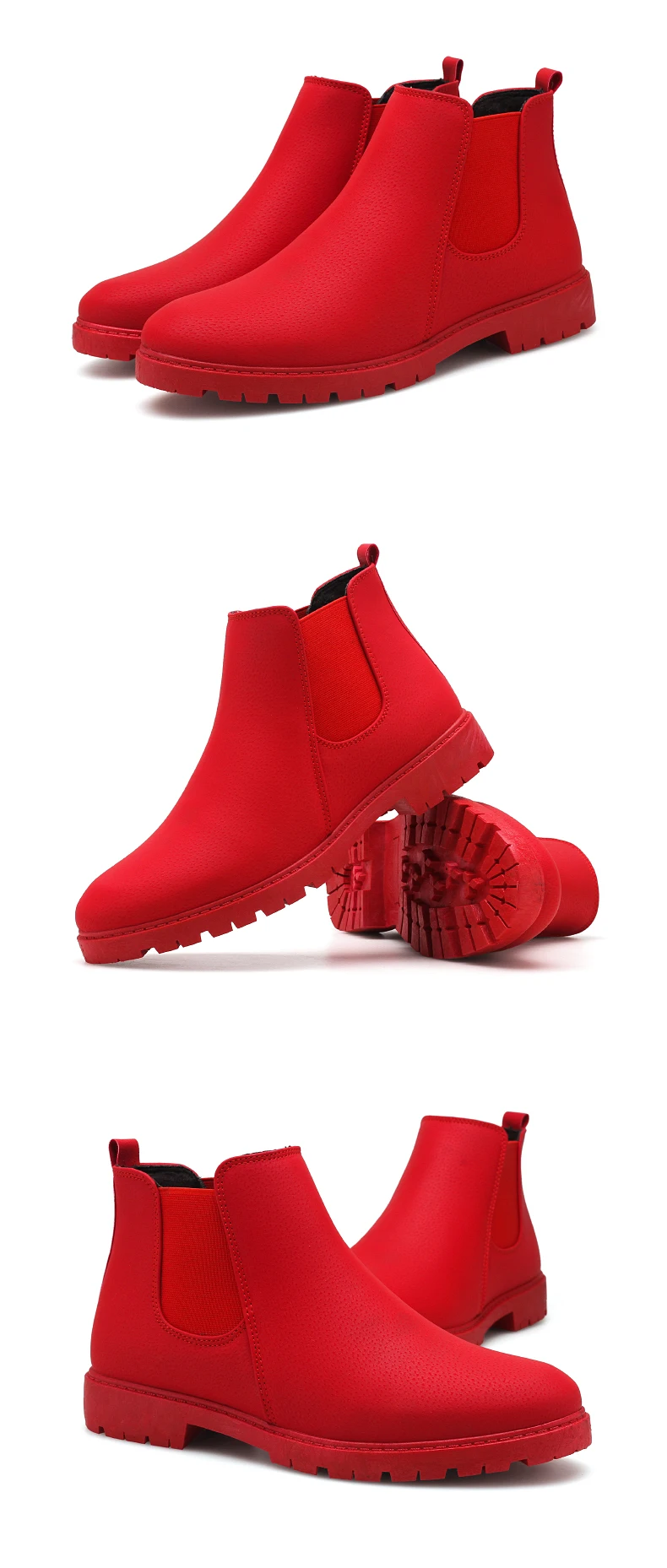 YEINSHAARS/черные, серые, красные модные повседневные мужские ботинки челси из натуральной кожи; качественные мужские ботинки в байкерском стиле без шнуровки