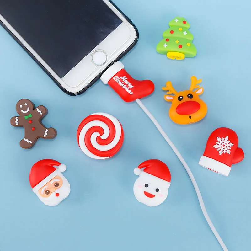 

New arrival Cable bite Christmas Cute cable protector mini Cable Wire protection for iphone Cartoon Charging protection