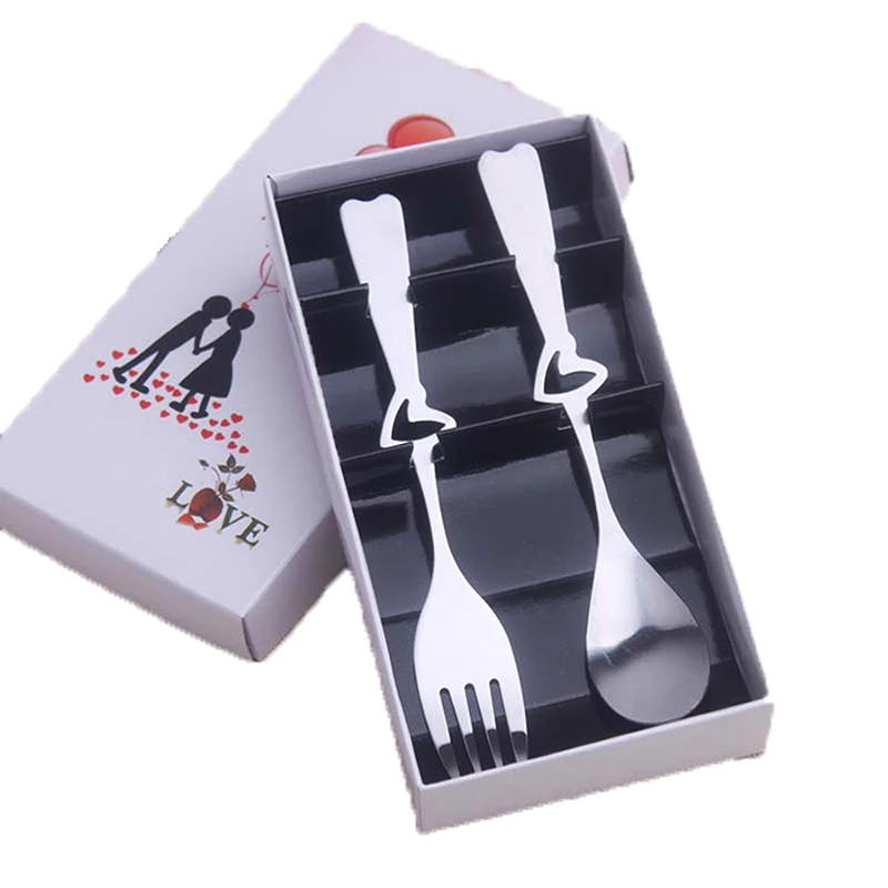 

100Set Personalized Wedding Favor And Gift For Guests,Customized Cutlery set,Heart Spoon And Fork Set With Box,Engrave Name&Date