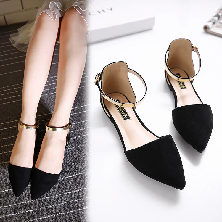 Pointed toe flats with strap Clearance