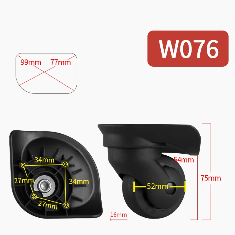 Багажное колесо, сменные колеса, аксессуары для чемодана, Универсальные ролики, чемодан на колесиках, аксессуары для чемодана, сумки на колесиках - Цвет: W076(2 Wheels)Black