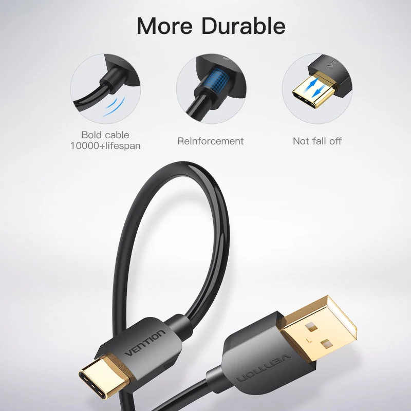 Кабель USB Type C Vention для Samsung S9 S8 кабель быстрой зарядки и передачи данных Xiaomi Mi6 Oneplus 6