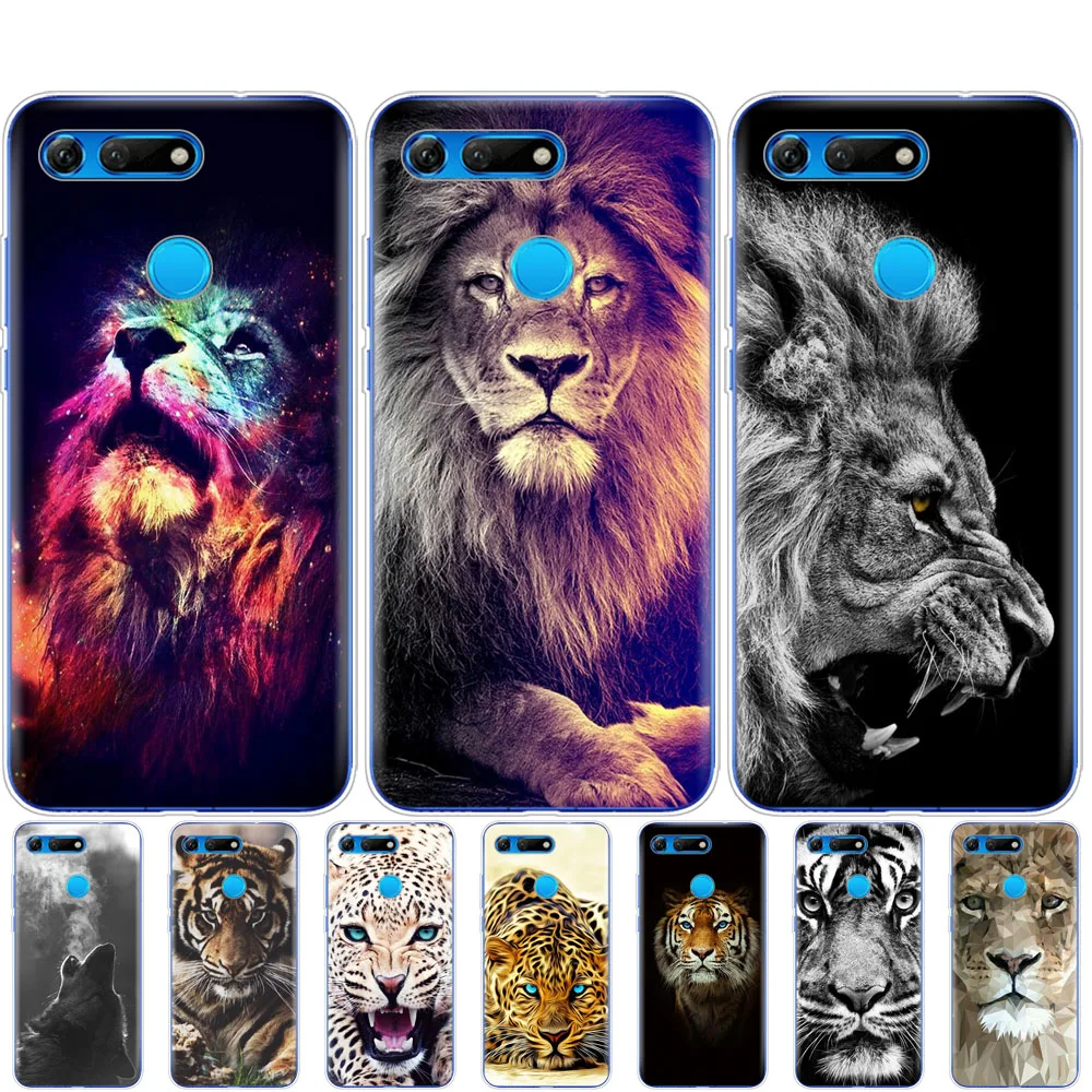 

case for Huawei Honor View 20 V20 Case TPU Funda Soft Silicone Cover For Honor V20 wolf tiger lion Leopard bear animal