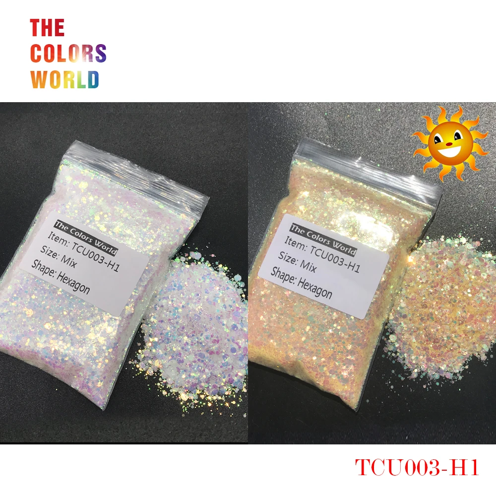 TCT-240 UV Glitter Ultraviolet Light Hexagon Shape Mix Size Nail Glitter Nail Decorations Nail Gel Makeup DIY Henna Accessorie