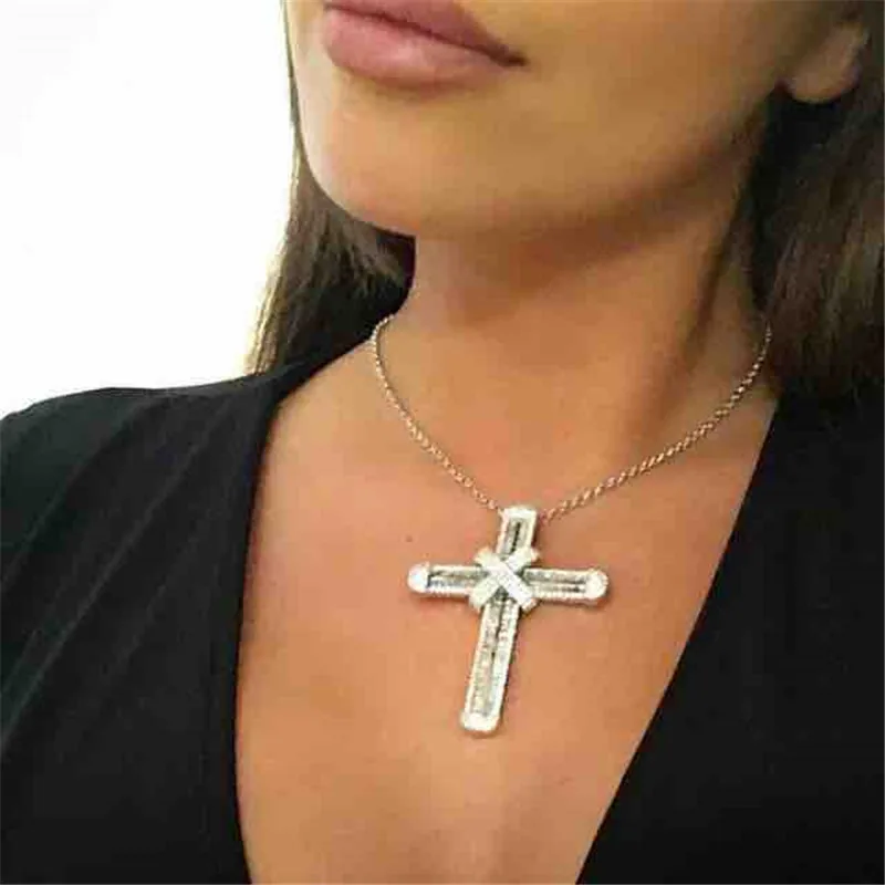 Модный кулон Крест choucong из фианита класса AAAAA серебро 925 пробы крест ожерелье для