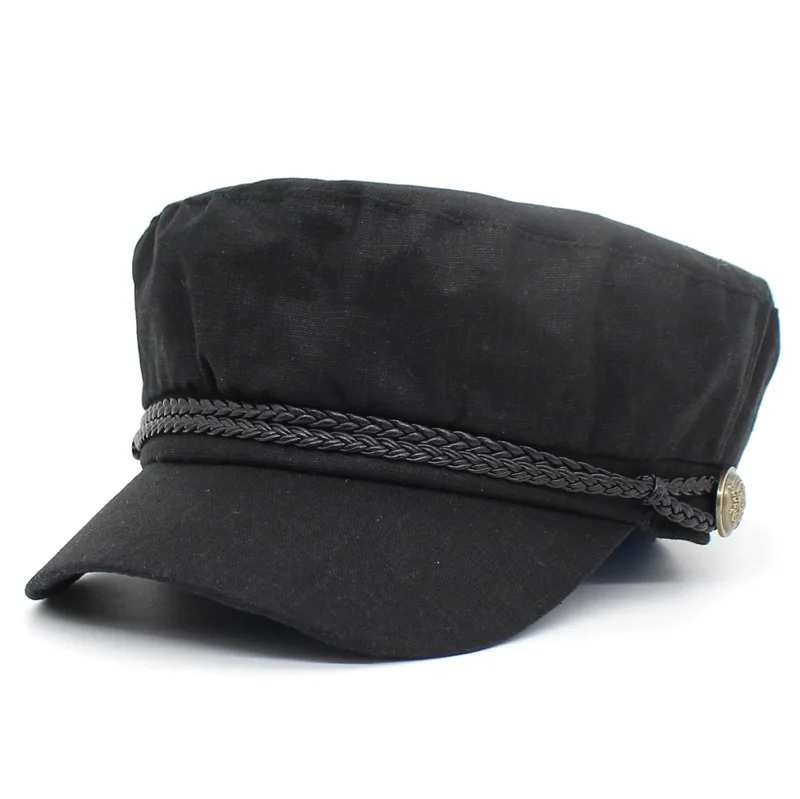 Ditpossible новые хлопковые льняные тонкие Военные кепки для женщин Винтажная Матросская шляпа Gorro Женская армейская Кепка