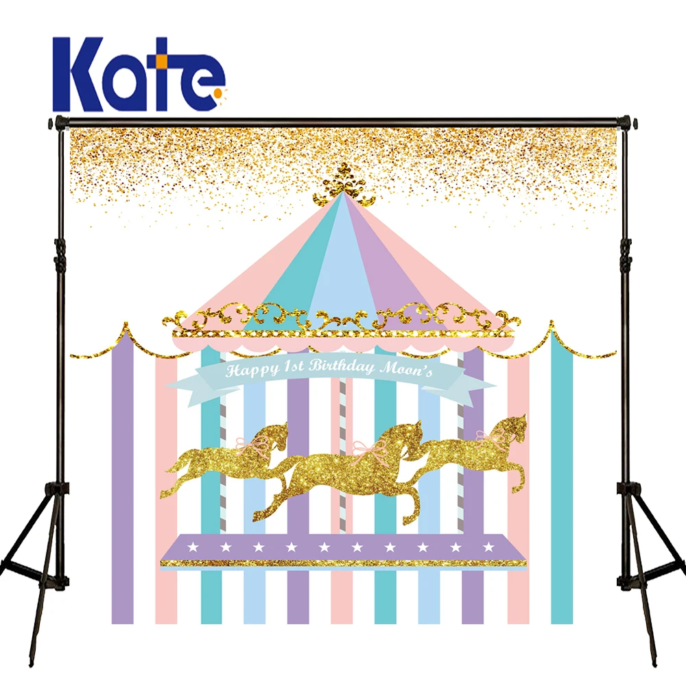 

KATE Photography Backdrops Children Birthday Photos Blue Background Amusement Park Background Customized Birthday Backdrop