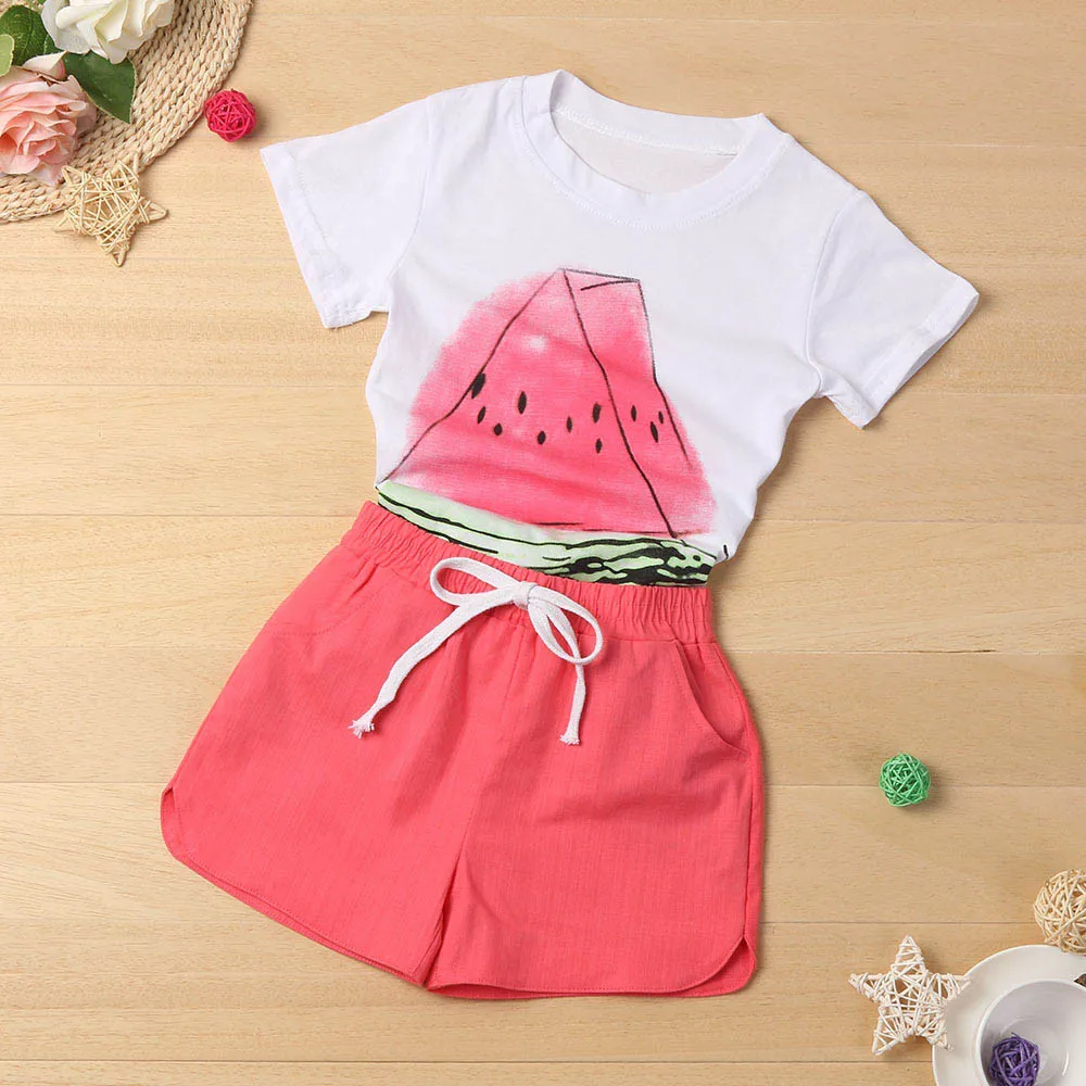 

Toddler Girls Clothes Set 2019 Summer Kid Baby Girl Small Watermelon Shirt+Shorts Clothes Outfit 2PCS Ubrania Dla Dziewczyne