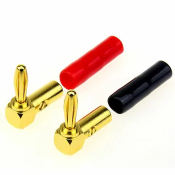 

2pcs Audio Adapter Plug Banana Connector Elbow 90 Degrees L-type Speaker Cable Plug Speaker Line Connector Gold-plated Copper