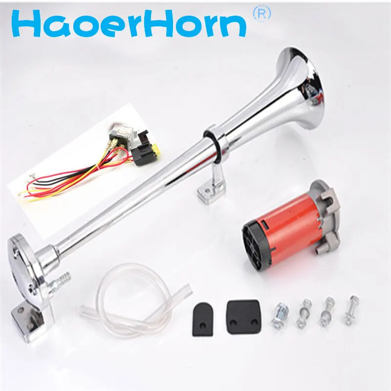 12V 24Vカーエアホーン150dbカートラックボートバイク用の超大音量のユニバーサルホーンシングルトランペットコンプレッサー180ハーツ