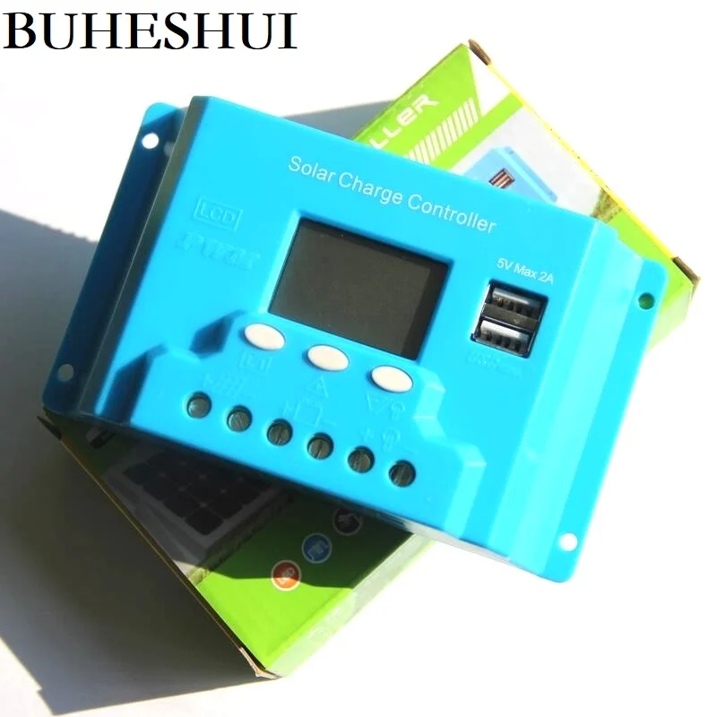 BUHESHUI 10A 12 В/24 В контроллер солнечной панели ЖК дисплей солнечный регулятор системы батарея зарядное устройство свет дома с Dual USB 2 шт
