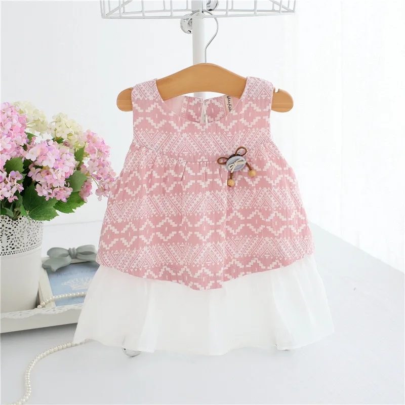 

IDEA FISH fashion Baby Dress Summer Geometric Print Infant Girls Dresses Princess Birthday Baby Clothes 0-2Y 2 Color