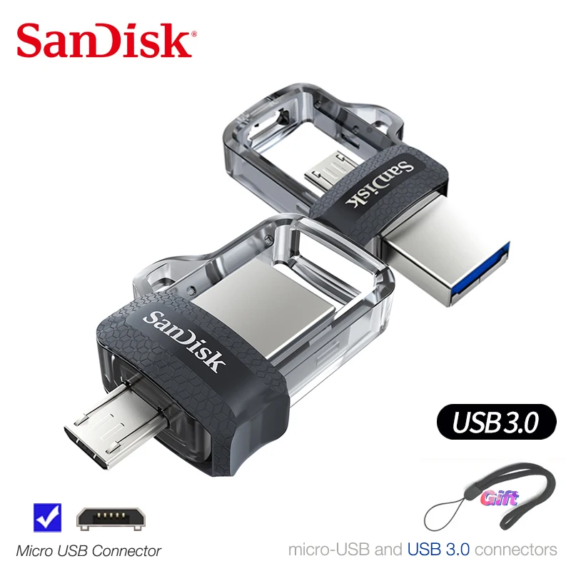 SanDisk флеш-накопитель USB OTG 32 Гб 16 Гб USB 3,0, два мини-накопителя 128 Гб 64 ГБ, флеш-накопители для ПК и смартфонов на базе Android